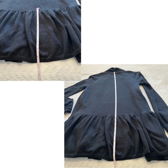 Dex Shawl Collar Angora Blend Open Cardigan Ruffled Bottom Dark Charcoal X-S - Picture 11 of 13